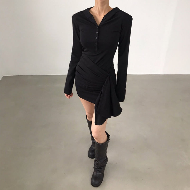 Twomoon - Korean Women Fashion - #momslook - Crow Hood One-piece - 8
