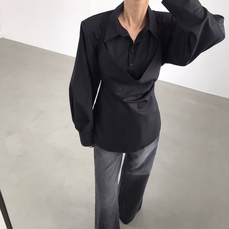 Twomoon - Korean Women Fashion - #momslook - Camil Halter Shirt One-piece Top - 5