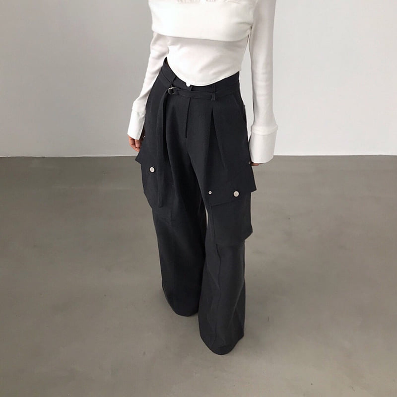 Twomoon - Korean Women Fashion - #momslook - Caramel Pocket Pants - 3