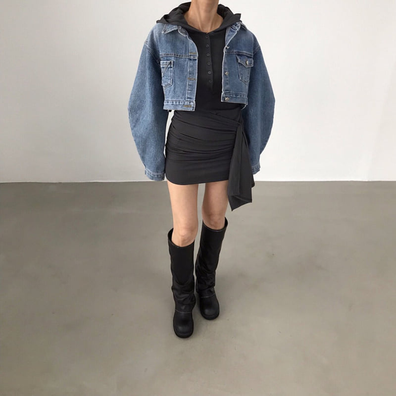 Twomoon - Korean Women Fashion - #momslook - Glam Denim Jacket - 2