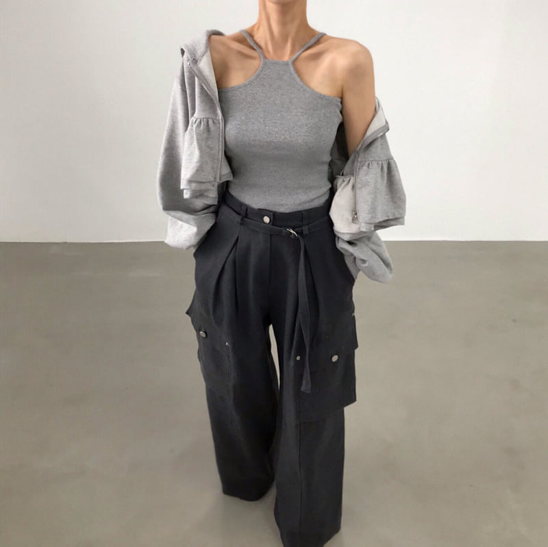 Twomoon - Korean Women Fashion - #womensfashion - Bave Sleeveless Hood Set - 4