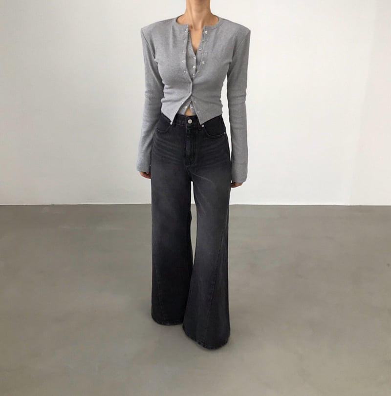 Twomoon - Korean Women Fashion - #momslook - Angle Wide Denim Pants - 10