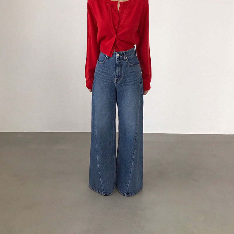 Twomoon - Korean Women Fashion - #womensfashion - Angle Wide Denim Pants - 4