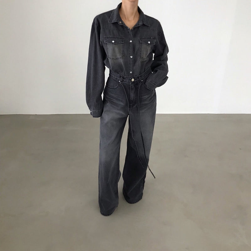 Twomoon - Korean Women Fashion - #momslook - Dia Denim Shirt - 3