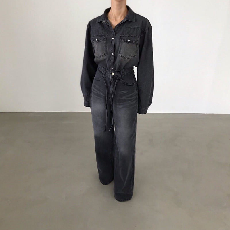 Twomoon - Korean Women Fashion - #momslook - Dia Denim Shirt - 5