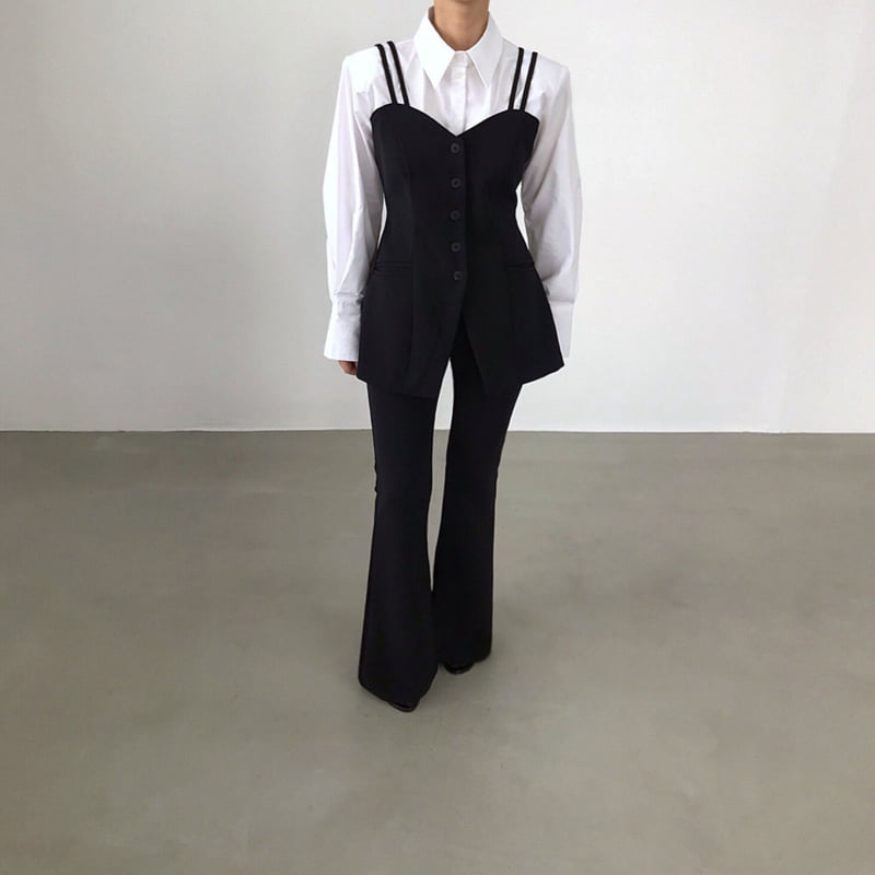 Twomoon - Korean Women Fashion - #momslook - Pasta Shirt Vest