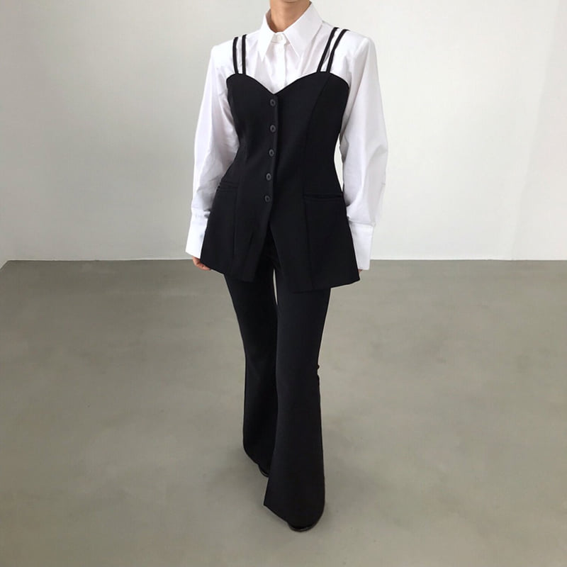 Twomoon - Korean Women Fashion - #momslook - Pasta Shirt Vest - 2