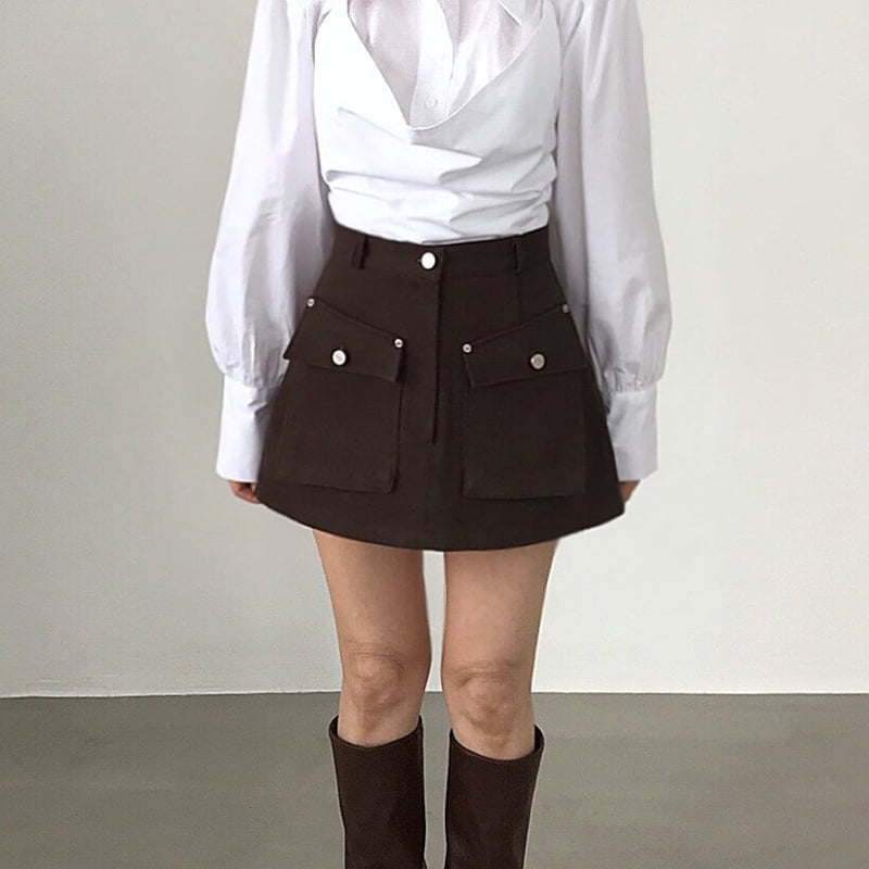 Twomoon - Korean Women Fashion - #momslook - Lemer Pocket Skirt - 5