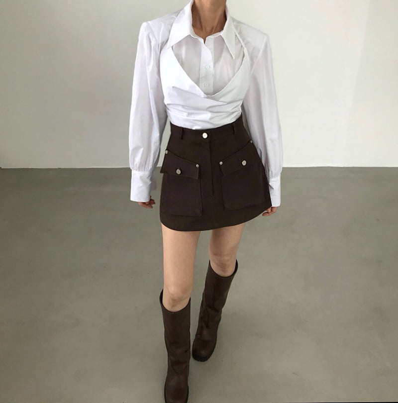 Twomoon - Korean Women Fashion - #momslook - Lemer Pocket Skirt - 7