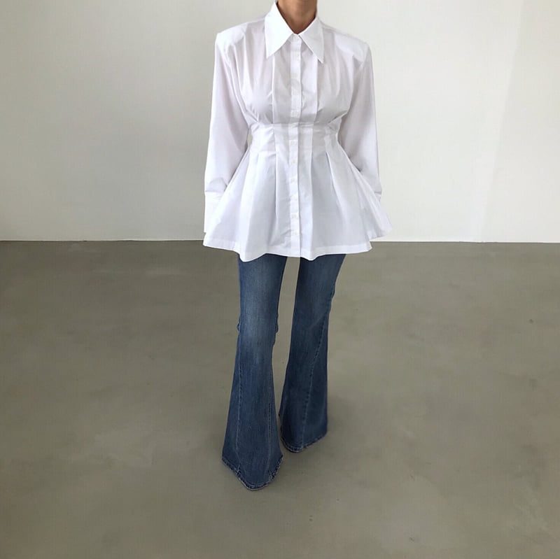 Twomoon - Korean Women Fashion - #momslook - Draw String Long Shirt - 8