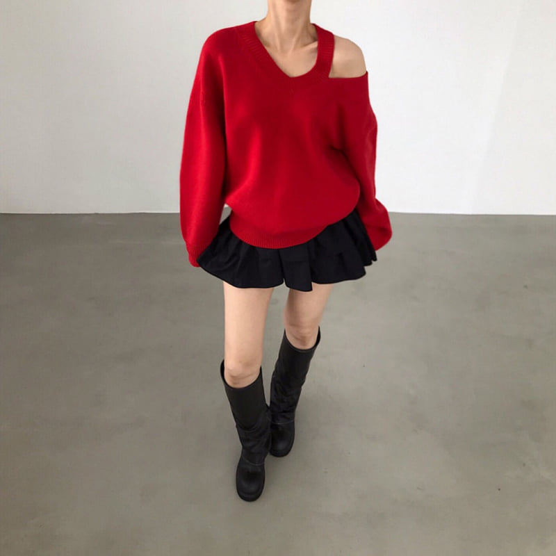 Twomoon - Korean Women Fashion - #pursuepretty - Double V Knit - 3