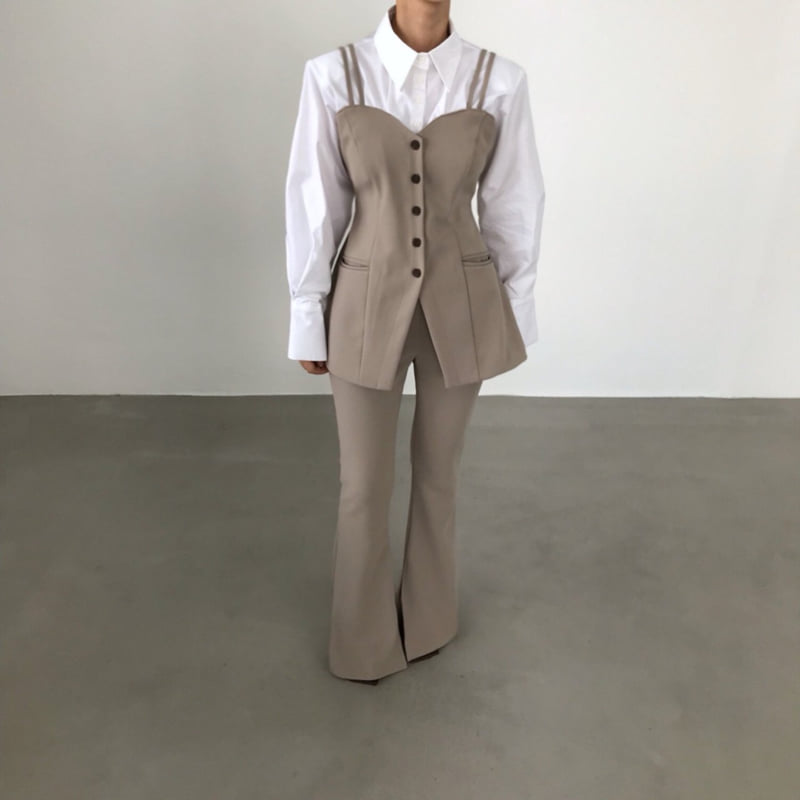 Twomoon - Korean Women Fashion - #restrostyle - Pasta Shirt Vest - 8