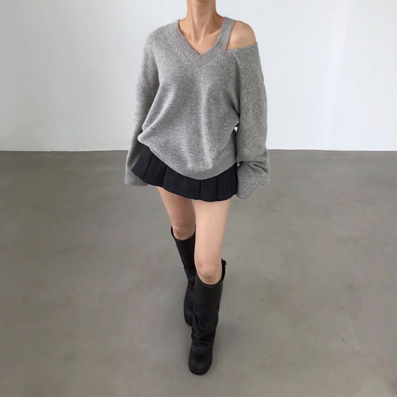 Twomoon - Korean Women Fashion - #pursuepretty - Double V Knit - 4