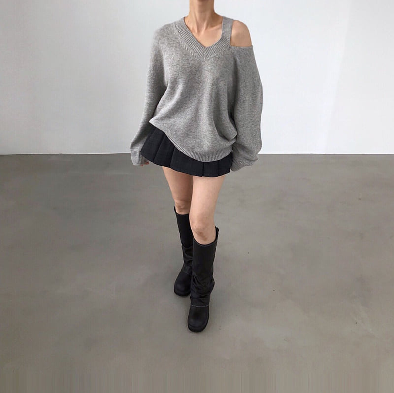 Twomoon - Korean Women Fashion - #romanticstyle - Double V Knit - 5