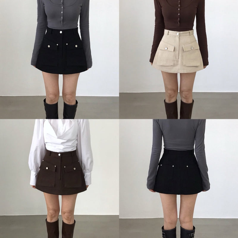 Twomoon - Korean Women Fashion - #romanticstyle - Lemer Pocket Skirt