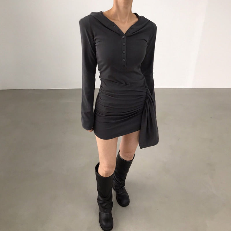 Twomoon - Korean Women Fashion - #thelittlethings - Crow Hood One-piece