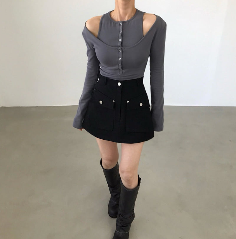 Twomoon - Korean Women Fashion - #thatsdarling - Lemer Pocket Skirt - 4