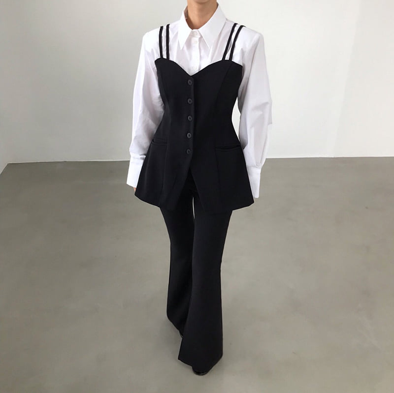 Twomoon - Korean Women Fashion - #vintageinspired - Pasta Shirt Vest - 5