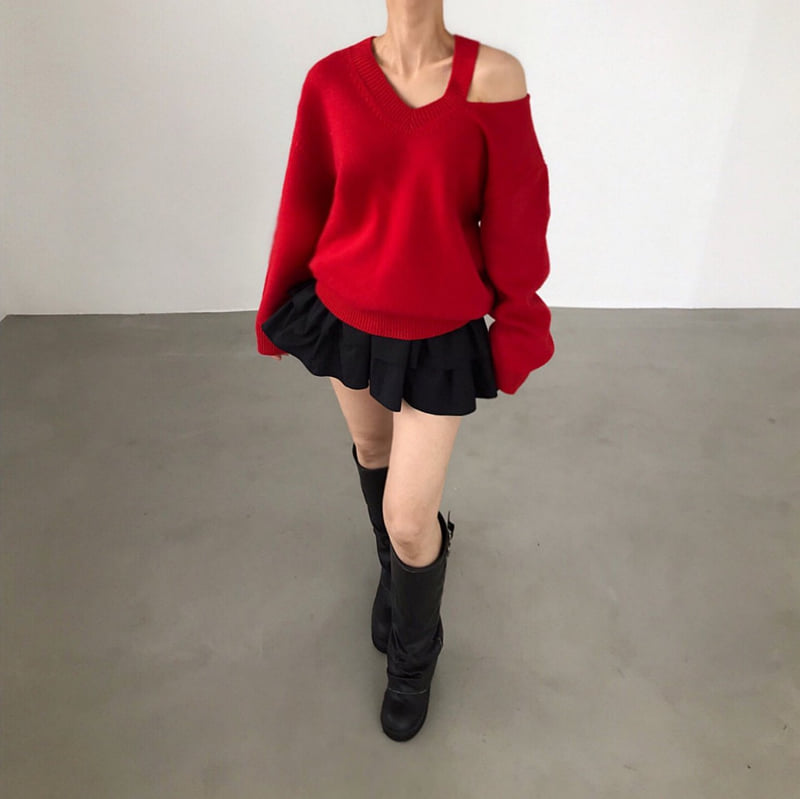 Twomoon - Korean Women Fashion - #vintageinspired - Double V Knit