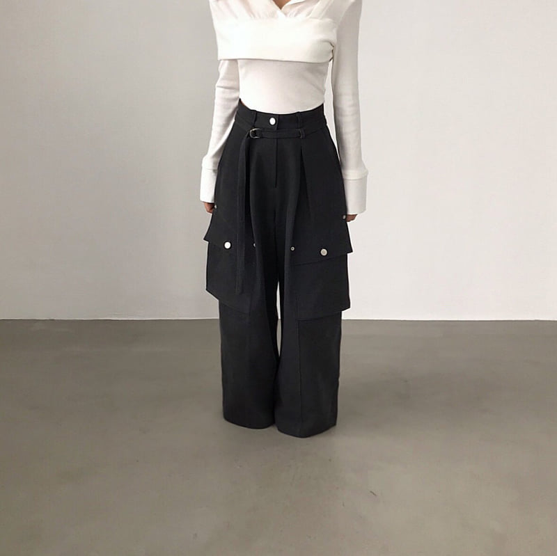 Twomoon - Korean Women Fashion - #momslook - Caramel Pocket Pants - 4