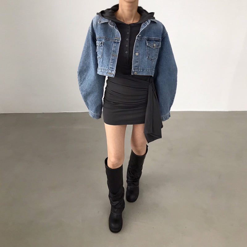 Twomoon - Korean Women Fashion - #womensfashion - Glam Denim Jacket - 5