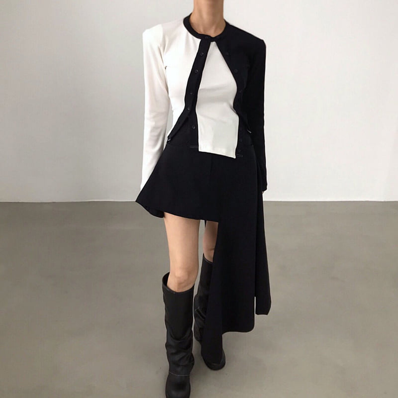 Twomoon - Korean Women Fashion - #womensfashion - Two Some Button Top - 7