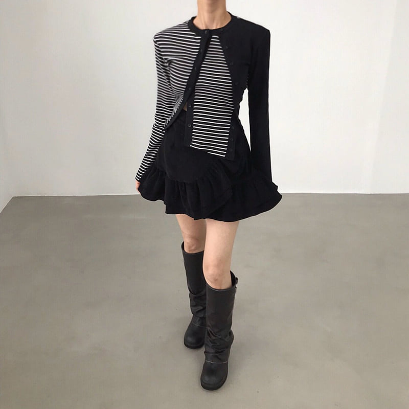 Twomoon - Korean Women Fashion - #momslook - Mushroom Corduroy Skirt - 4