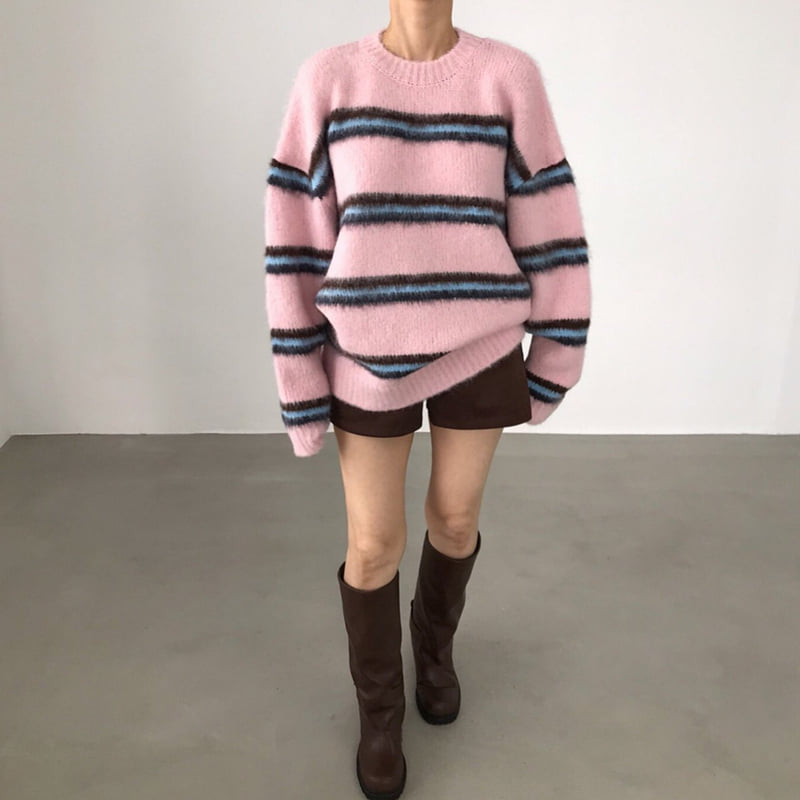 Twomoon - Korean Women Fashion - #womensfashion - Berry Stripe Knit - 6
