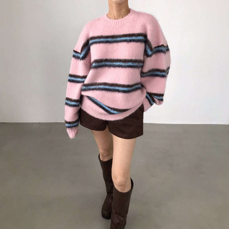 Twomoon - Korean Women Fashion - #womensfashion - Berry Stripe Knit - 8