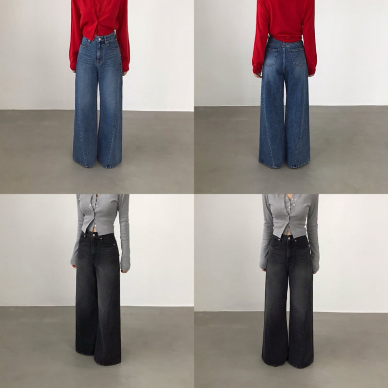 Twomoon - Korean Women Fashion - #womensfashion - Angle Wide Denim Pants
