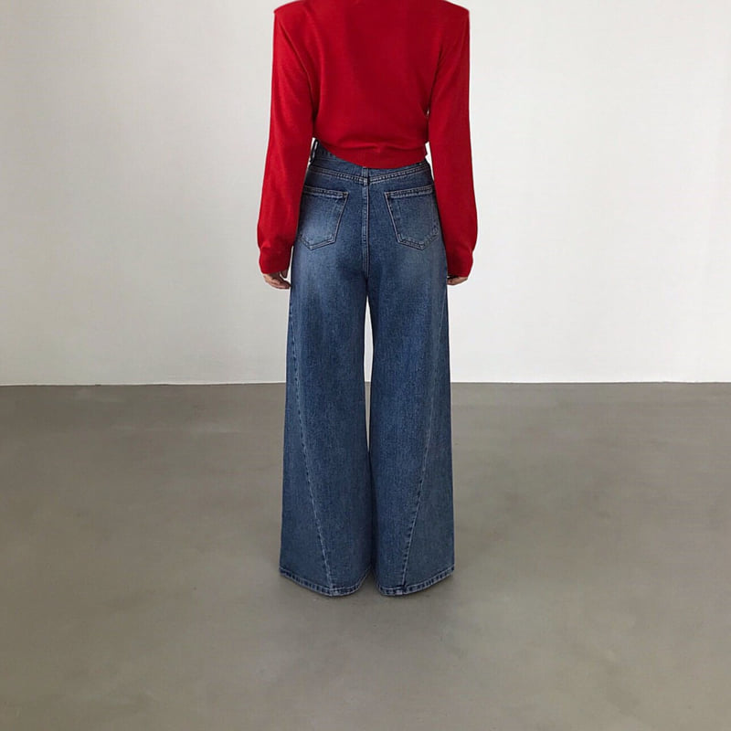 Twomoon - Korean Women Fashion - #womensfashion - Angle Wide Denim Pants - 3