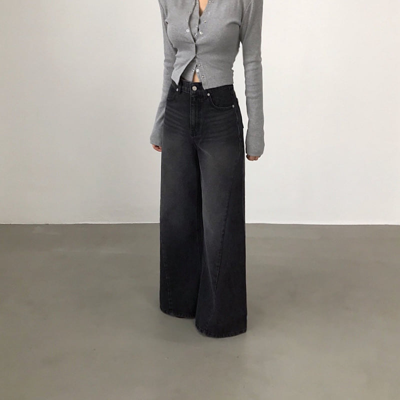 Twomoon - Korean Women Fashion - #womensfashion - Angle Wide Denim Pants - 7