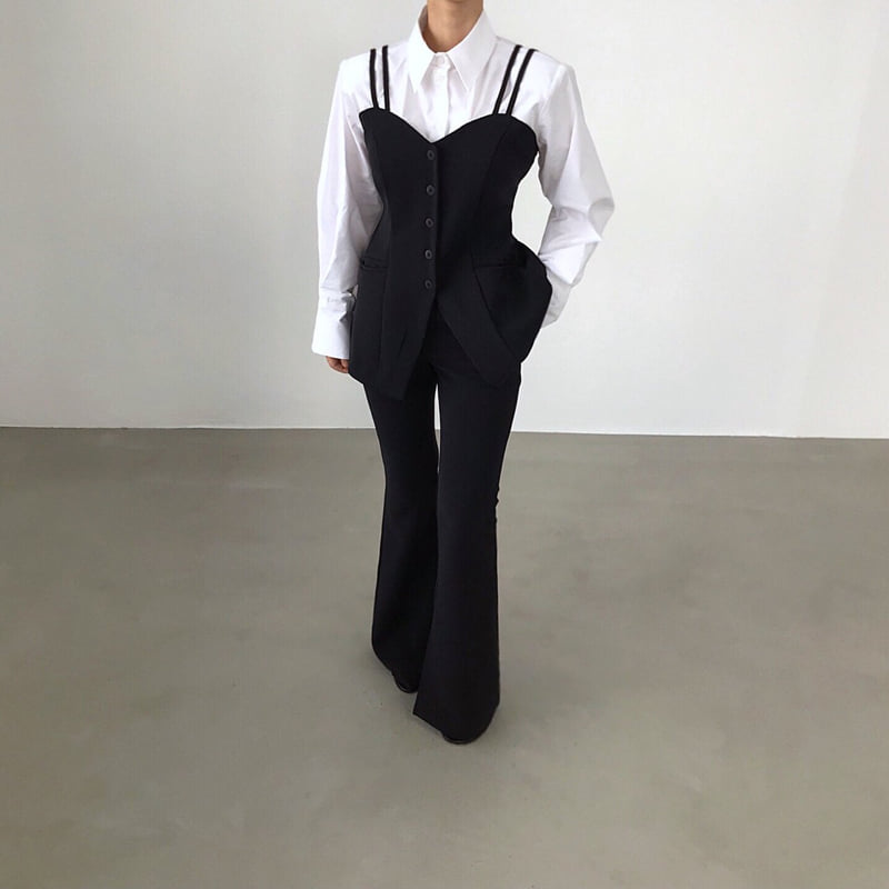 Twomoon - Korean Women Fashion - #momslook - Pasta Shirt Vest - 4