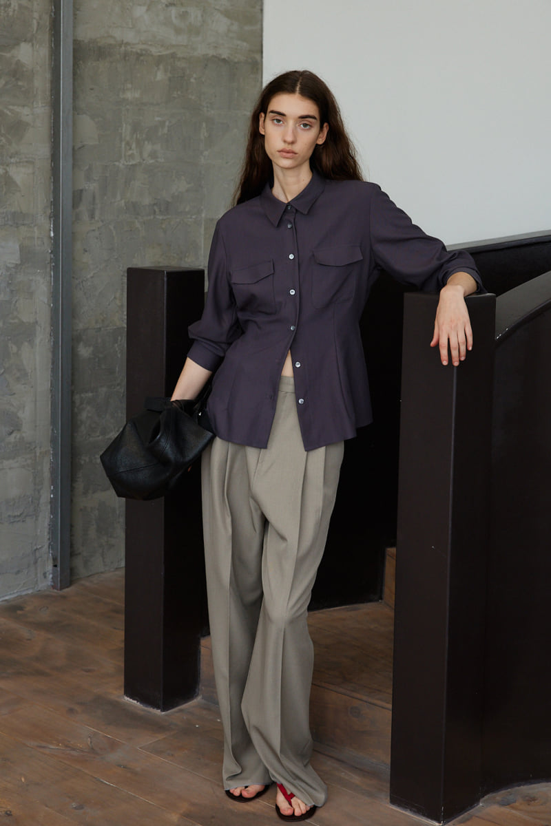 Understanding - Korean Women Fashion - #momslook - Pocket Line Shirt