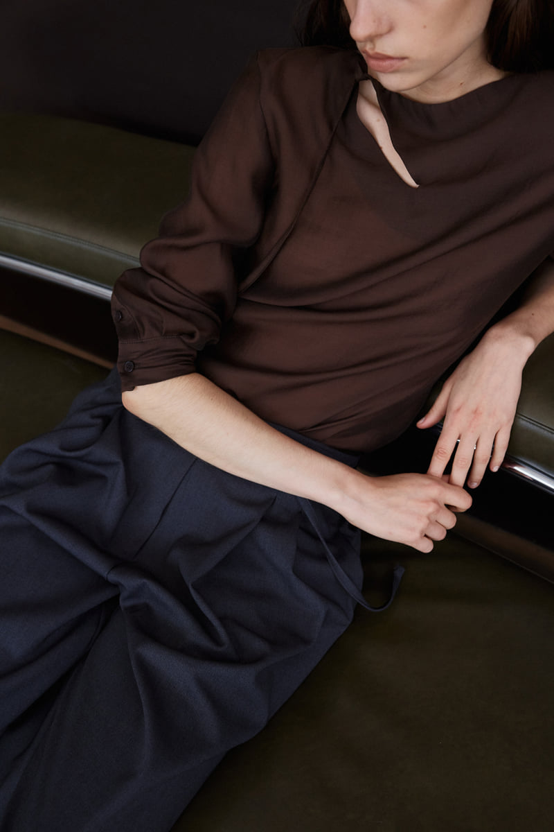 Understanding - Korean Women Fashion - #momslook - Tie Open Blouse - 6