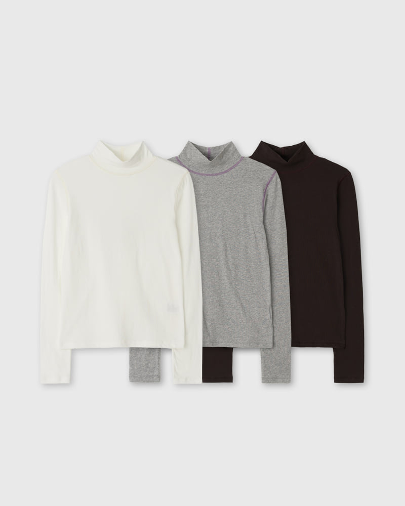 Understanding - Korean Women Fashion - #momslook - Stitch Turtleneck Tee - 2