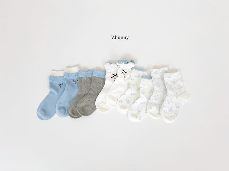 V Bunny - Korean Children Fashion - #Kfashion4kids - Sky Ribbon Socks Set - 10