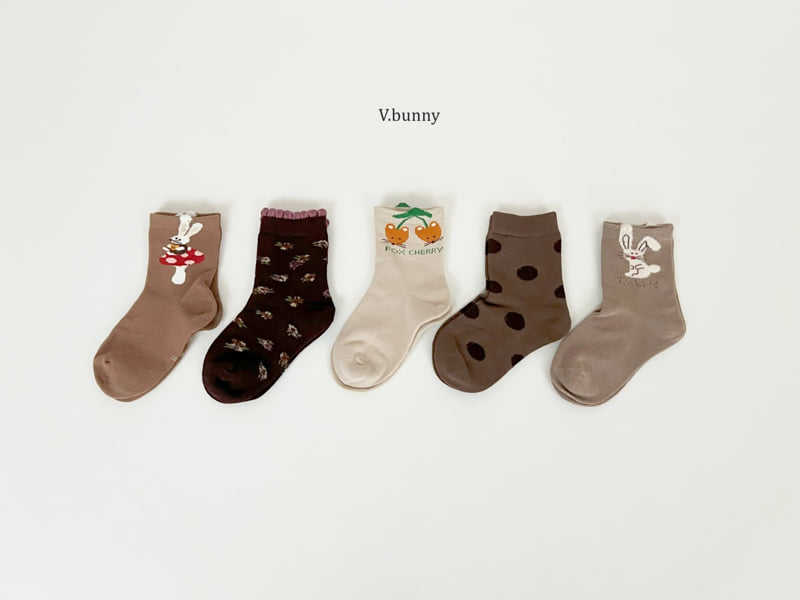 V Bunny - Korean Children Fashion - #childofig - Fox Cherry Socks Set