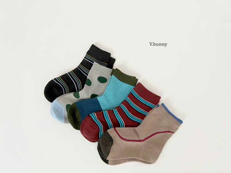V Bunny - Korean Children Fashion - #prettylittlegirls - Dot Line Socks Set - 4