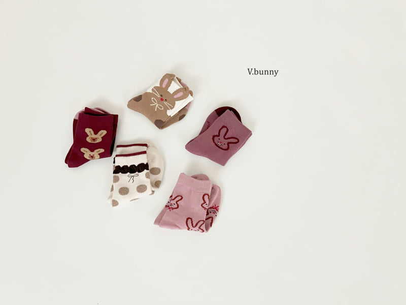 V Bunny - Korean Children Fashion - #childofig - Bunny Ribbon Socks Set - 3