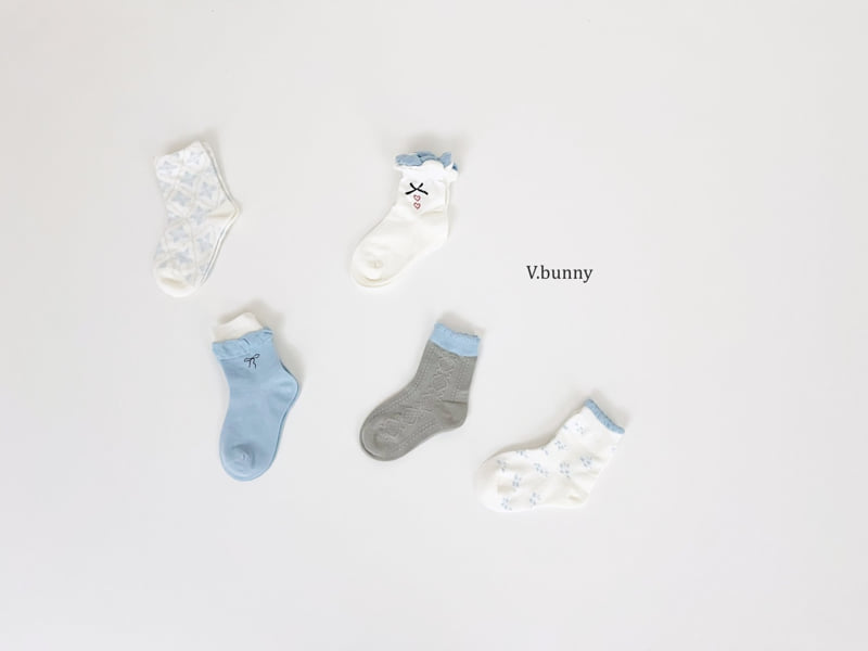 V Bunny - Korean Children Fashion - #childofig - Sky Ribbon Socks Set - 2