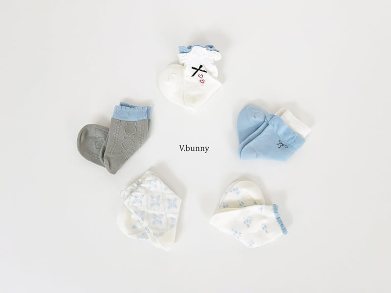 V Bunny - Korean Children Fashion - #childrensboutique - Sky Ribbon Socks Set - 3