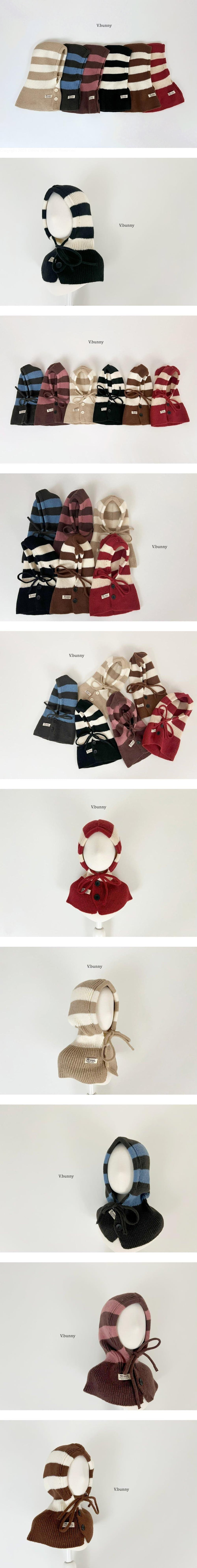 V Bunny - Korean Children Fashion - #designkidswear - Big Stripe Balaclava