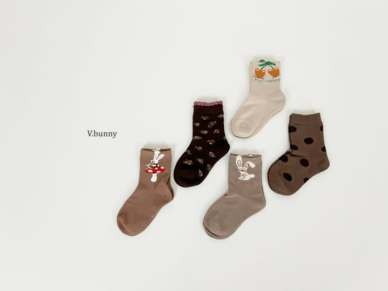 V Bunny - Korean Children Fashion - #designkidswear - Fox Cherry Socks Set - 4