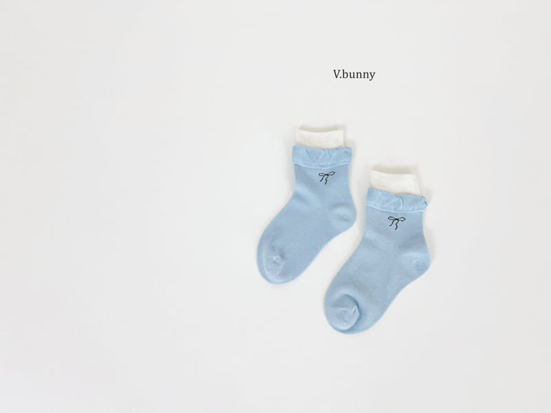 V Bunny - Korean Children Fashion - #discoveringself - Sky Ribbon Socks Set - 5