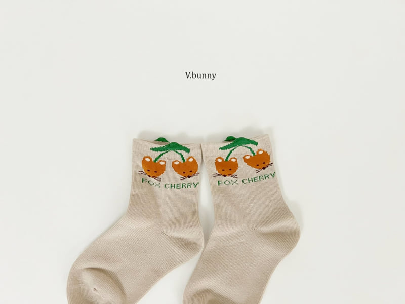 V Bunny - Korean Children Fashion - #fashionkids - Fox Cherry Socks Set - 5