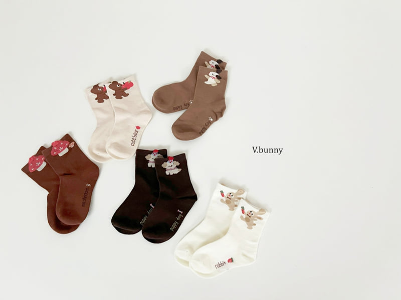 V Bunny - Korean Children Fashion - #kidsshorts - Star Mushroom Socks Set - 11