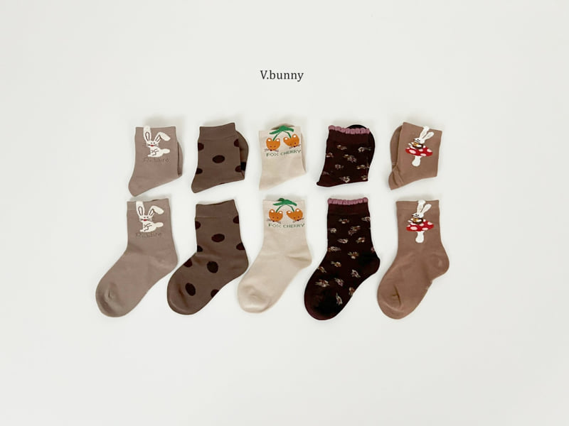 V Bunny - Korean Children Fashion - #littlefashionista - Fox Cherry Socks Set - 10