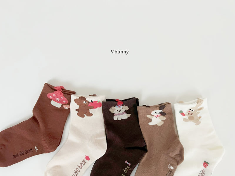 V Bunny - Korean Children Fashion - #minifashionista - Star Mushroom Socks Set - 3