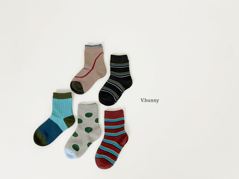 V Bunny - Korean Children Fashion - #minifashionista - Dot Line Socks Set - 2